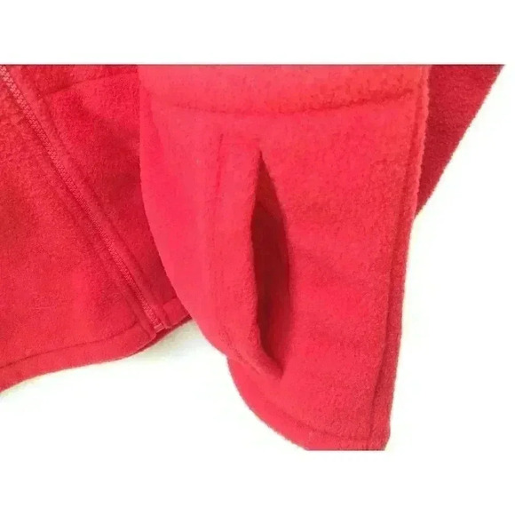 Lands End Mens Fleece Jacket Red Full Zip Front Pockets Mock Neck L 42-44 - Picture 5 of 9